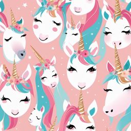 Unicorn Clipart Face - Charming unicorn faces captured in delightful clipart style.  vector art, clipart, minimal