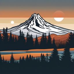 Mount Hood sticker- Stratovolcano in the Cascade Range of northern Oregon, , sticker vector art, minimalist design