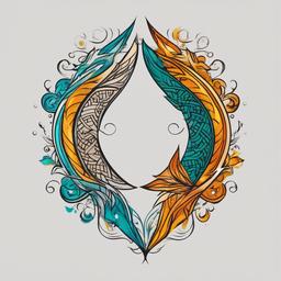 pisces virgo tattoo  simple vector color tattoo