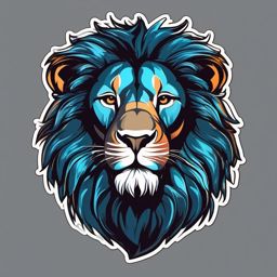 Lion Sticker - A fierce lion with a majestic mane. ,vector color sticker art,minimal