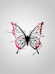 butterfly barbed wire tattoo  simple color tattoo, minimal, white background