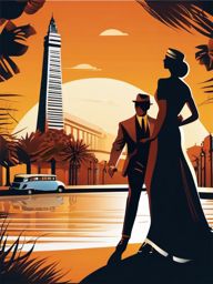 Buenos Aires clipart - Obelisco and Tango dancers in Argentina,  color vector clipart