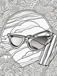 Sunglasses resting on a beach towel  simple coloring pages