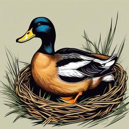 Duck clipart - duck sitting on a nest  