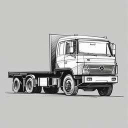 simple drawing of truck  minimal rough sketch scribbles,doodles,black and white