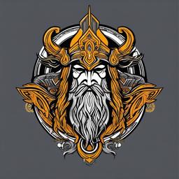 Odin God Tattoo-Bold and dynamic tattoo featuring Odin, the chief deity in Norse mythology.  simple color vector tattoo