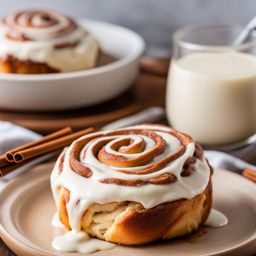 a warm and gooey cinnamon roll, swirled with cinnamon and covered in cream cheese icing. 