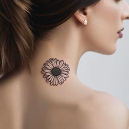 Daisy Line Tattoo-Embrace of simplicity and clean lines with a daisy line tattoo, a stylish and understated choice.  simple vector color tattoo