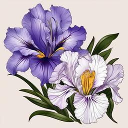 February and September birth flower tattoo- Combining the beauty of February and September with a birth flower tattoo, featuring iris and aster, symbolizing love and elegance. simple vector color tattoo

 