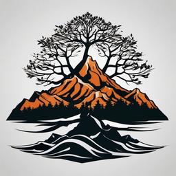 tree mountain tattoo  simple vector color tattoo