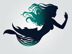 Mermaid clipart - silhouette of a mermaid diving into the sea  color,minimalist,vector clipart