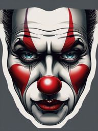 Sad clown face tattoo: A poignant portrayal, a reflection of hidden sorrow.  simple color tattoo style