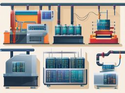 Computer Chip Manufacturing Process clipart - Computer chip manufacturing, ,vector color clipart,minimal