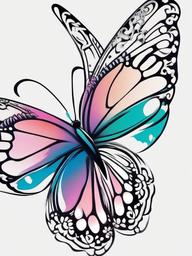 thyroid cancer butterfly tattoo  simple color tattoo, minimal, white background