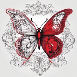 red outline butterfly tattoo  