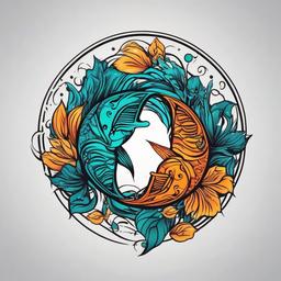 pisces zodiac sign tattoo  simple vector color tattoo