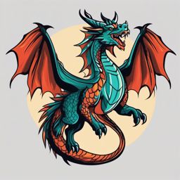 Dragon clipart - Mythical creature with wings and fierce flight, ,color clipart vector style