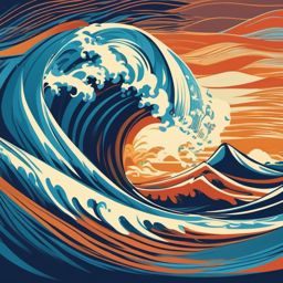 Wave icon - Wave symbolizing the ocean and water,  color clipart, vector art