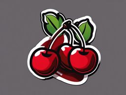 Cherries Sticker - Pair of cherries, ,vector color sticker art,minimal
