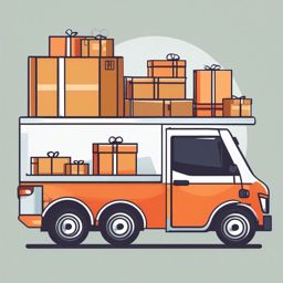 Delivery Truck Clipart - A delivery truck loaded with packages.  color vector clipart, minimal style