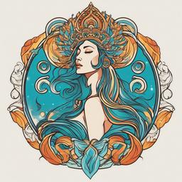 aquarius goddess tattoo  simple vector color tattoo