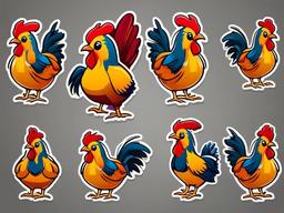 Rooster cartoon - crowing farm bird  cartoon sticker style