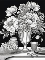 Floral Centerpieces - Stunning arrangements for table displays.  outling,coloring pages,black and white