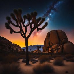 joshua tree national park - capture the surreal night painting of joshua tree, with its unique desert landscapes and iconic joshua trees under a starry sky. 