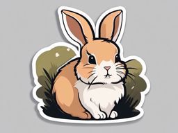 Bunny Sticker - A fluffy bunny with floppy ears. ,vector color sticker art,minimal