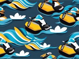 Jet Ski and Wave Emoji Sticker - Jet skiing through ocean waves, , sticker vector art, minimalist design