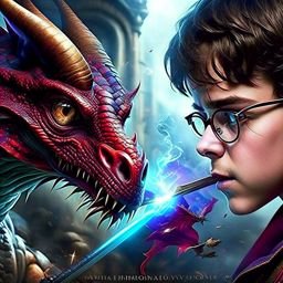 harry potter vs the hungarian horntail - young wizard harry potter faces the ferocious hungarian horntail dragon in the first task of the triwizard tournament. 