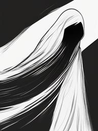 drawing of a ghost with a cape  minimal rough sketch scribbles,doodles,black and white