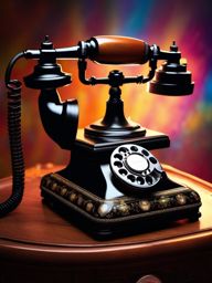 Old Phone - An antique rotary phone with a handset and dial hyperrealistic, intricately detailed, color depth,splash art, concept art, mid shot, sharp focus, dramatic, 2/3 face angle, side light, colorful background
