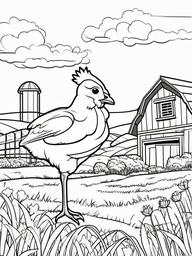 Farm Animal Coloring Pages - Baby chick exploring a farm  simple coloring pages