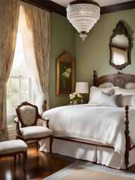 victorian bedroom with ornate details and vintage charm. 