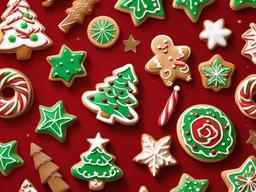 Christmas wallpaper - Christmas cookies shaped like trees, stars, and bells  aesthetic background wallpaper