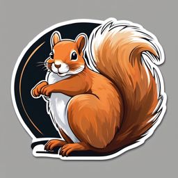 Squirrel Sticker - An agile squirrel with a fluffy tail. ,vector color sticker art,minimal