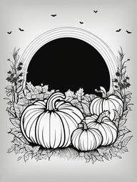 Pumpkin Patch Coloring Pages - Field of Halloween Pumpkins  minimal black outline printable sheet, coloring page