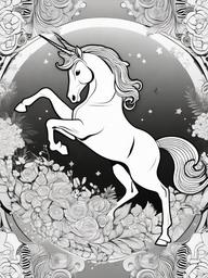 Unicorn Coloring Pages - Magical Horse with a Spiral Horn  minimal black outline printable sheet, coloring page