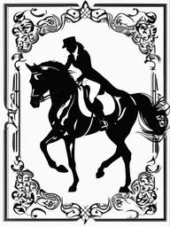 Dressage Tattoo - Explore the artistry and athleticism of dressage with a dressage tattoo, showcasing the intricate movements and beauty of horses in this discipline.  simple tattoo,minimalist,white background