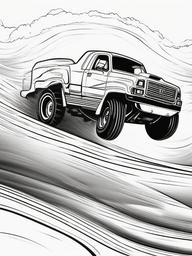 Monster Truck with Tornado Coloring Pages - Truck Racing Through a Tornado  minimal black outline printable sheet, coloring page