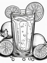 Food Coloring Pages - Glass of fresh lemonade with ice cubes  simple coloring pages