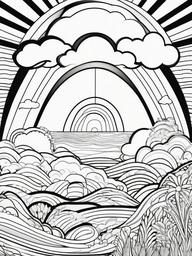 Rainbow Coloring Page - Classic rainbow with artistic flair.  easy,simple,minimal,coloring pages,black and white outline