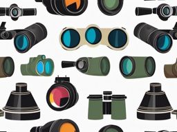 Binoculars and Adventure Clipart - Binoculars aimed at distant adventures.  color clipart, minimalist, vector art, 