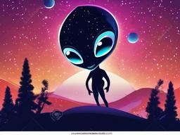 Alien in a galaxy full of stars clipart.  vector style illustration, white background