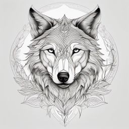 Wolf Fine Line Tattoo,delicate and intricate wolf tattoo, showcasing the artistry of fine lines and detail. , tattoo design, white clean background