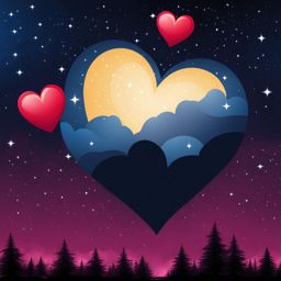 heart clip art,beating with love on a starry night 