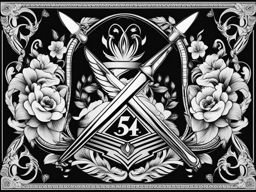 444 tattoo black and white design 