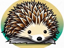 Hedgehog Sticker - A spiky hedgehog curled into a ball. ,vector color sticker art,minimal