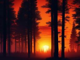 Sunset Wallpaper - Fiery light over dense forest.  sunset background